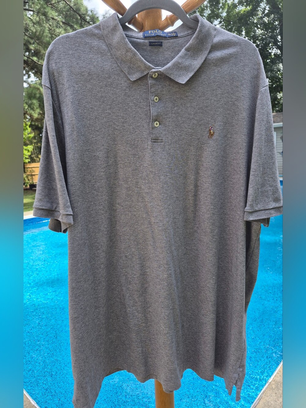 Ralph Lauren Polo Shirt Mens Size XXL Gray Brown Pony Cotton Rugby Classic Fit